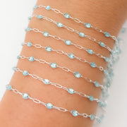 Buy Now Sterling Silver Sky Blue Opal Color Enamel Cable Chains